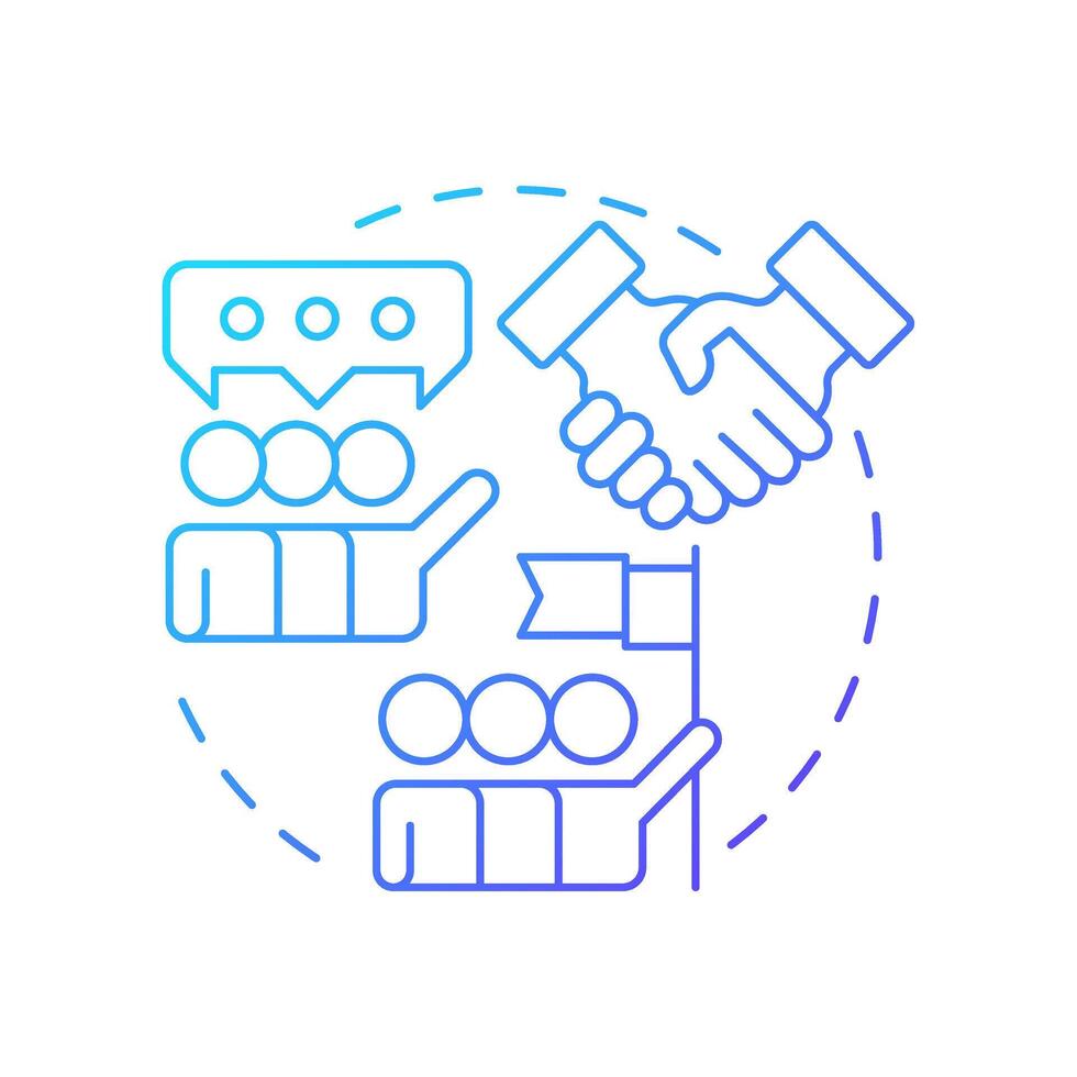 Social skills blue gradient concept icon. Leadership, communication. Teamwork organization. Round shape line illustration. Abstract idea. Graphic design. Easy to use in infographic, presentation vector