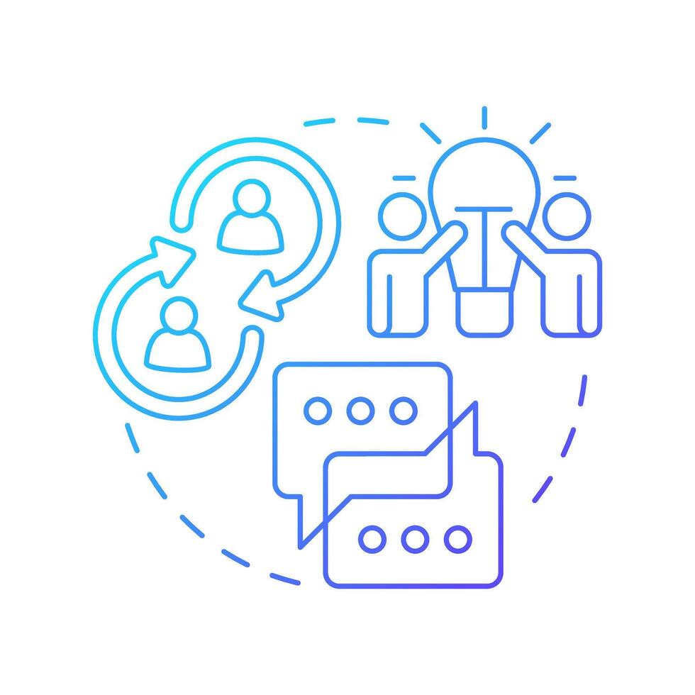 Informal cooperative learning blue gradient concept icon. Group communication. Cooperation, teamwork. Round shape line illustration. Abstract idea. Graphic design. Easy to use in infographic vector