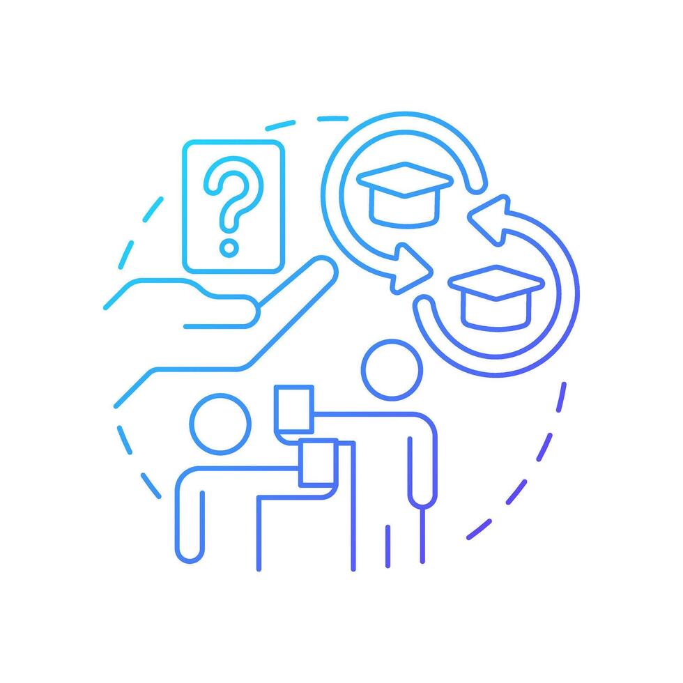 Quiz quiz trade blue gradient concept icon. Studying, learning. Question cards, answering. Round shape line illustration. Abstract idea. Graphic design. Easy to use in infographic, presentation vector