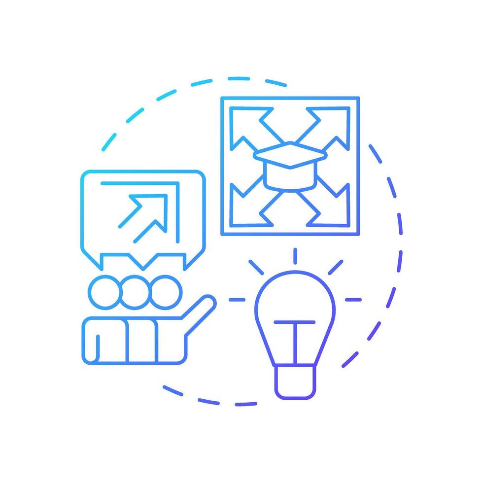 Corners blue gradient concept icon. Learning methodology, critical thinking. Education, creativity. Round shape line illustration. Abstract idea. Graphic design. Easy to use in infographic vector
