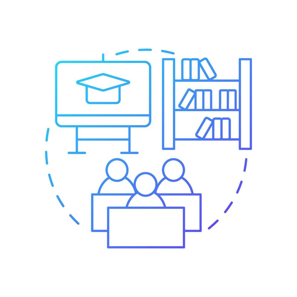 Classroom design blue gradient concept icon. Indoor interior, learning environment. Round shape line illustration. Abstract idea. Graphic design. Easy to use in infographic, presentation vector