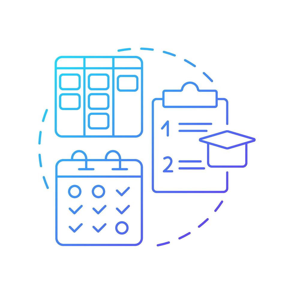 Organization and consistency blue gradient concept icon. Task list, schedule. Compliance, checklist. Round shape line illustration. Abstract idea. Graphic design. Easy to use in infographic vector