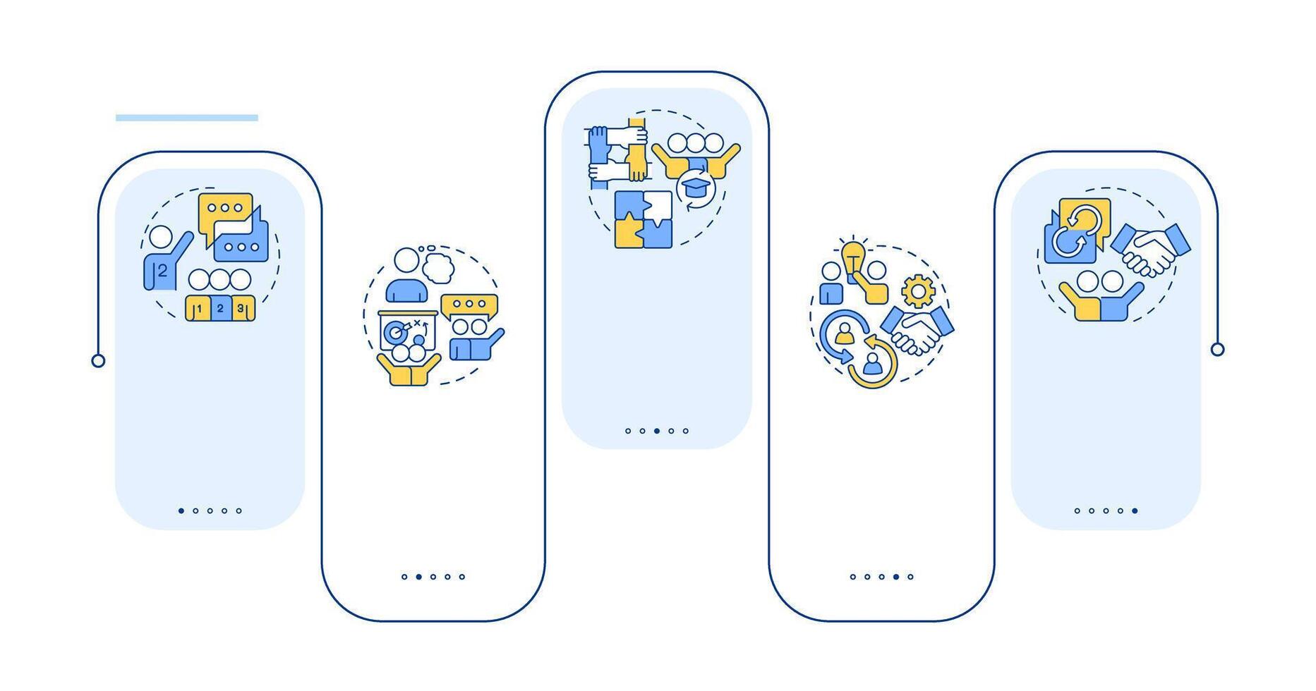 Cooperative learning structures rectangle infographic . Communication, collaboration. Data visualization with 5 steps. Editable rectangular options chart vector
