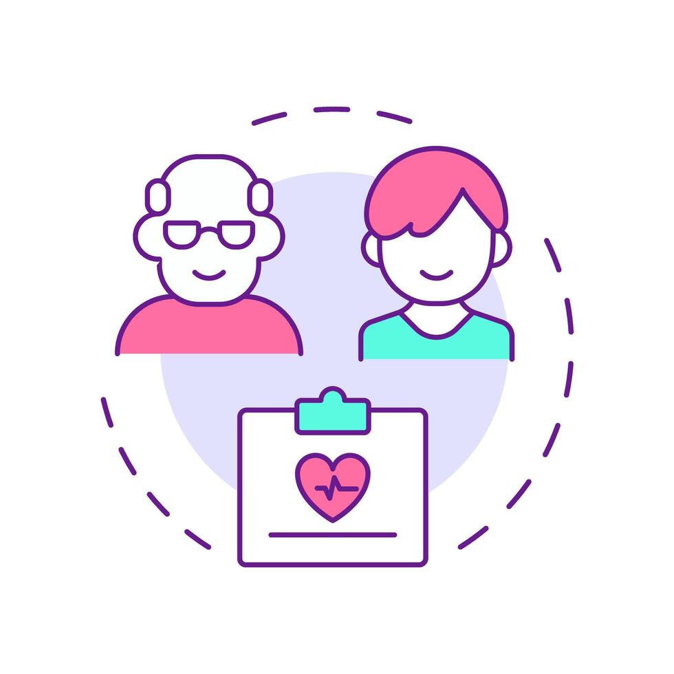 Age limits multi color concept icon. Restrictions on specific treatments. Component of utilization management. Round shape line illustration. Abstract idea. Graphic design. Easy to use in article vector