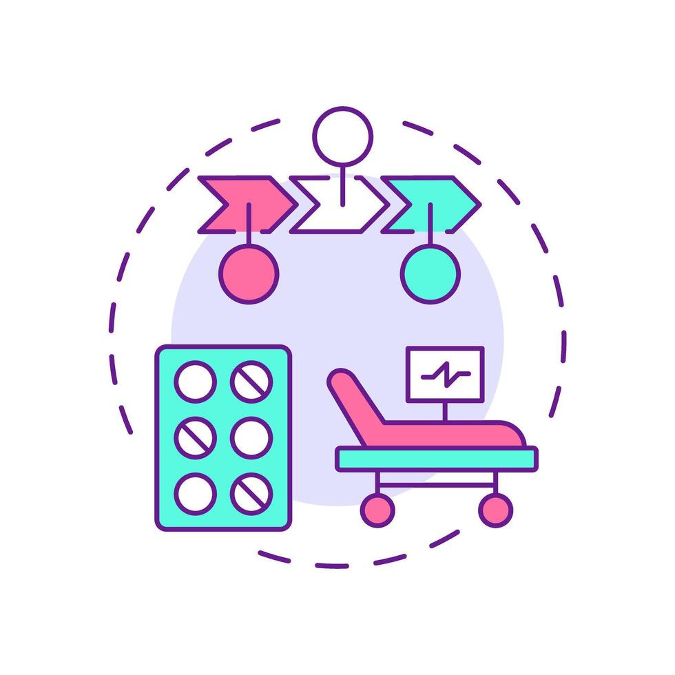 Step therapy multi color concept icon. Control of costs and treatment. Component of utilization management. Round shape line illustration. Abstract idea. Graphic design. Easy to use in article vector