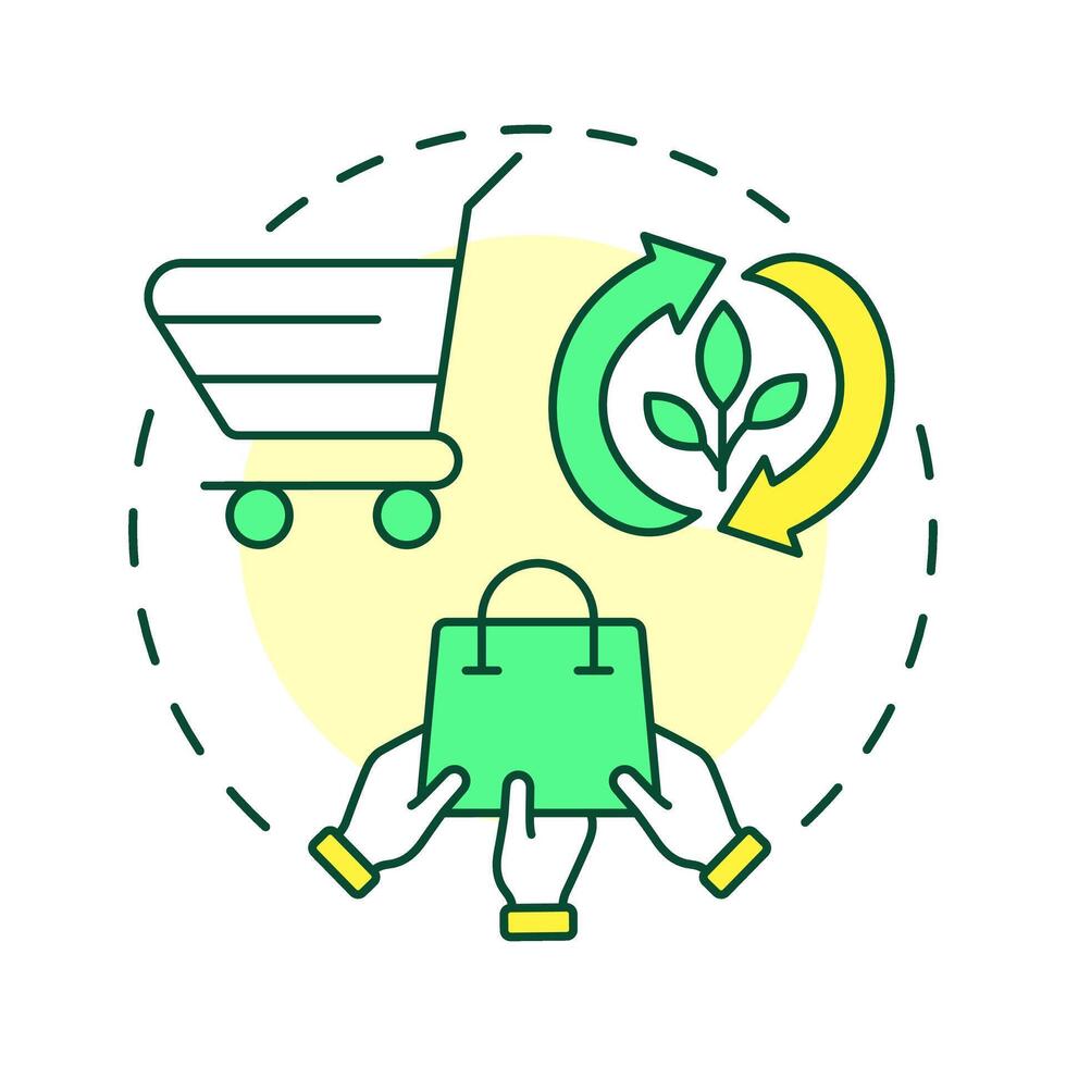 Consumption multi color concept icon. Usage of goods and services sustainable process. Circular economy. Round shape line illustration. Abstract idea. Graphic design. Easy to use in presentation vector