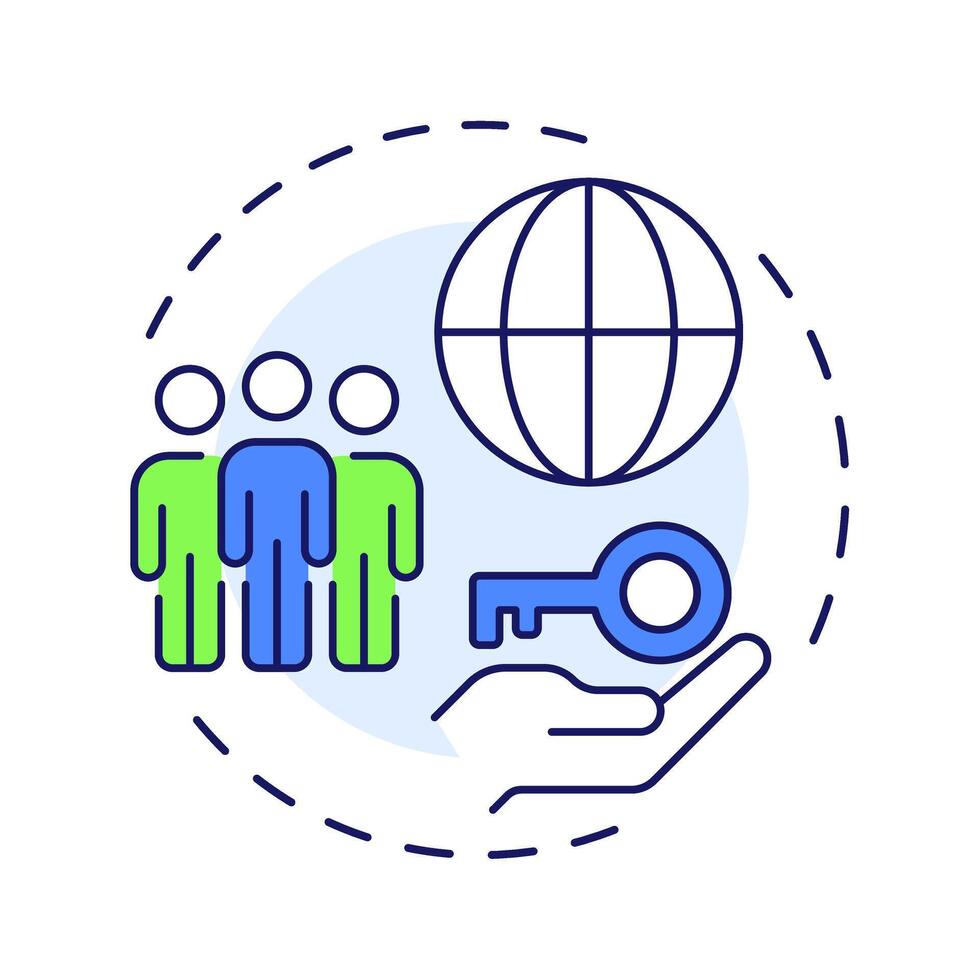 Flexibility multi color concept icon. Democratizes access to goods and services. Benefit of sharing economy. Round shape line illustration. Abstract idea. Graphic design. Easy to use in presentation vector