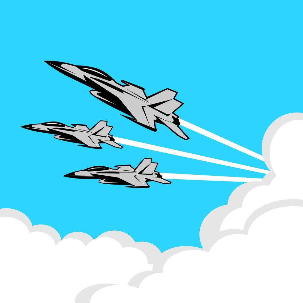 aerobatic fighter jet plane in the sky vector
