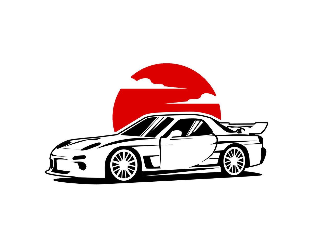 muscle classic sports car racing monochrome illustration vector