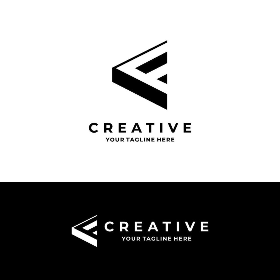 letter f triangle 3d logo design vector