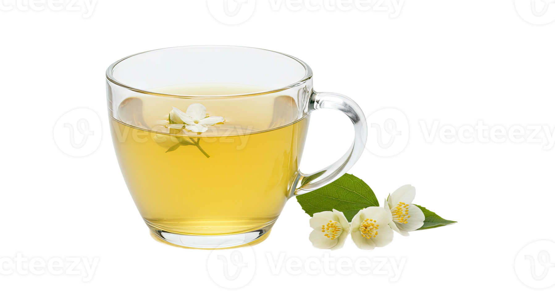 A cup of tea with flowers and leaves png