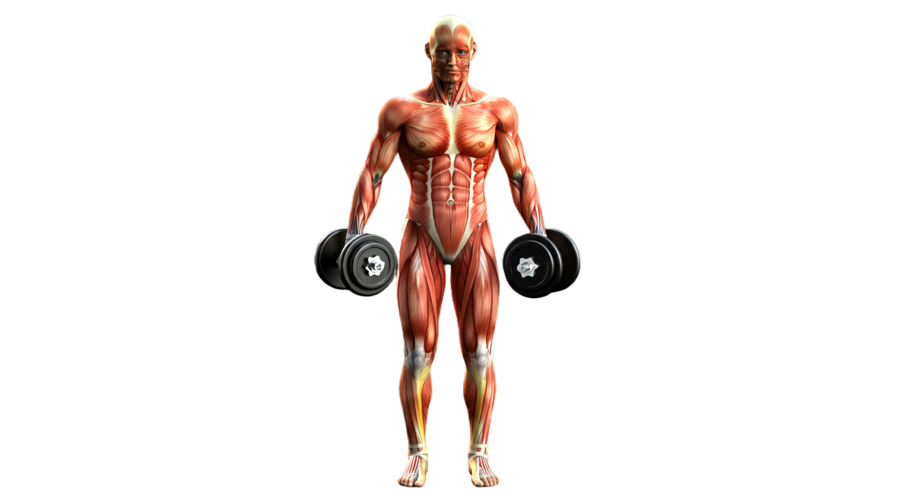 Muscles of a man lifting weights png