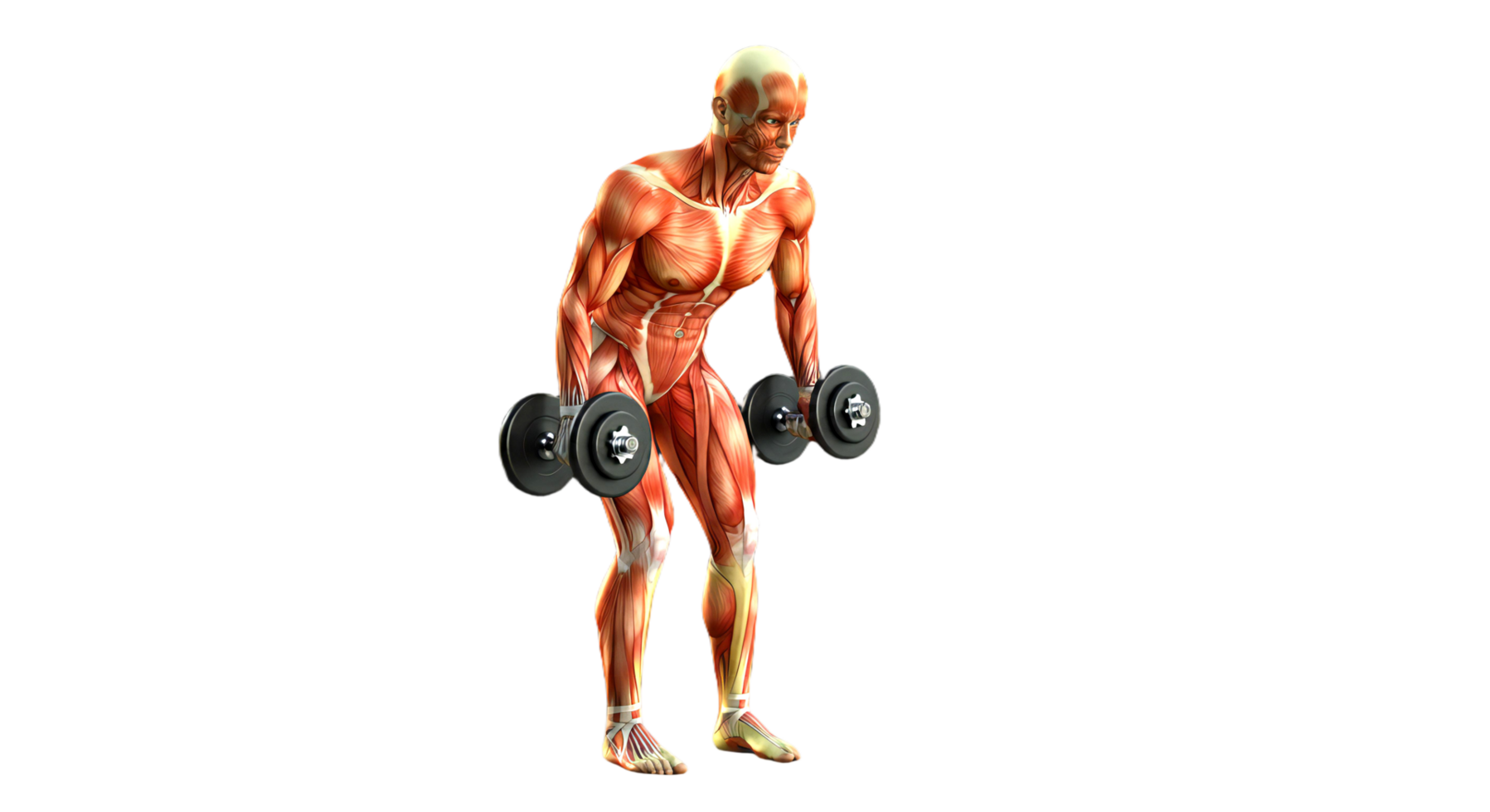 A man is doing a dumbbell exercise on a black background png
