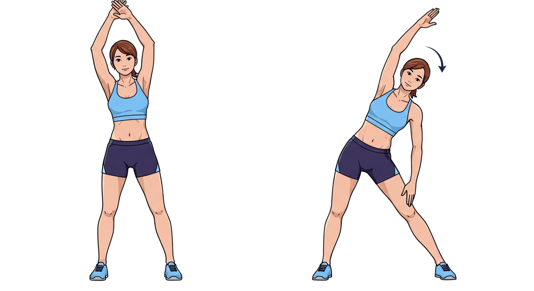 A woman doing a stretch exercise png