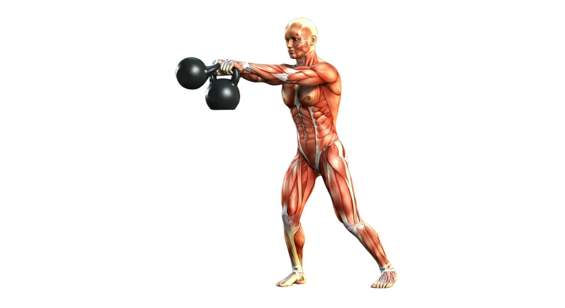 A man is doing a kettlebell exercise png
