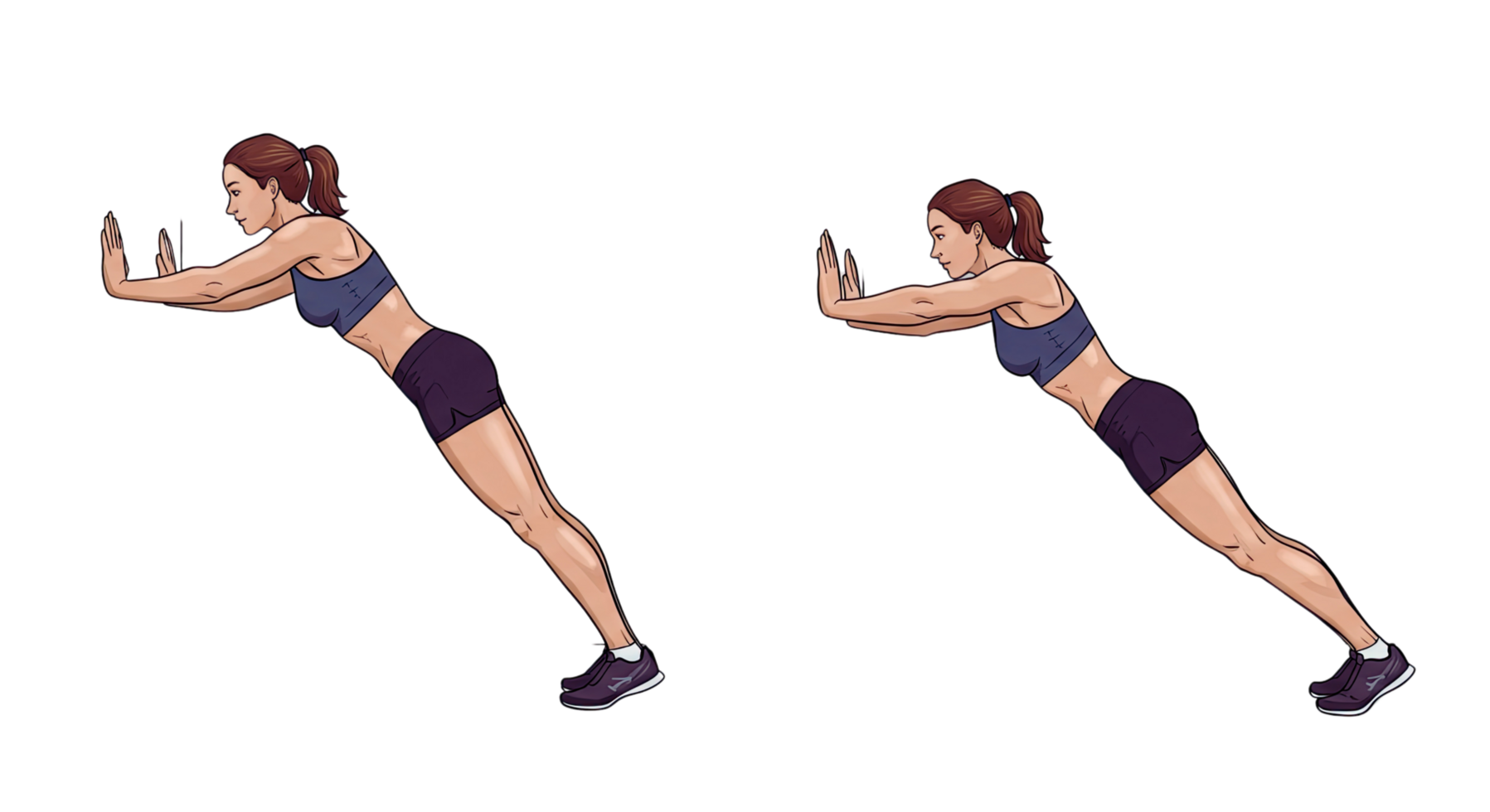 A woman doing push ups on a transparent background png
