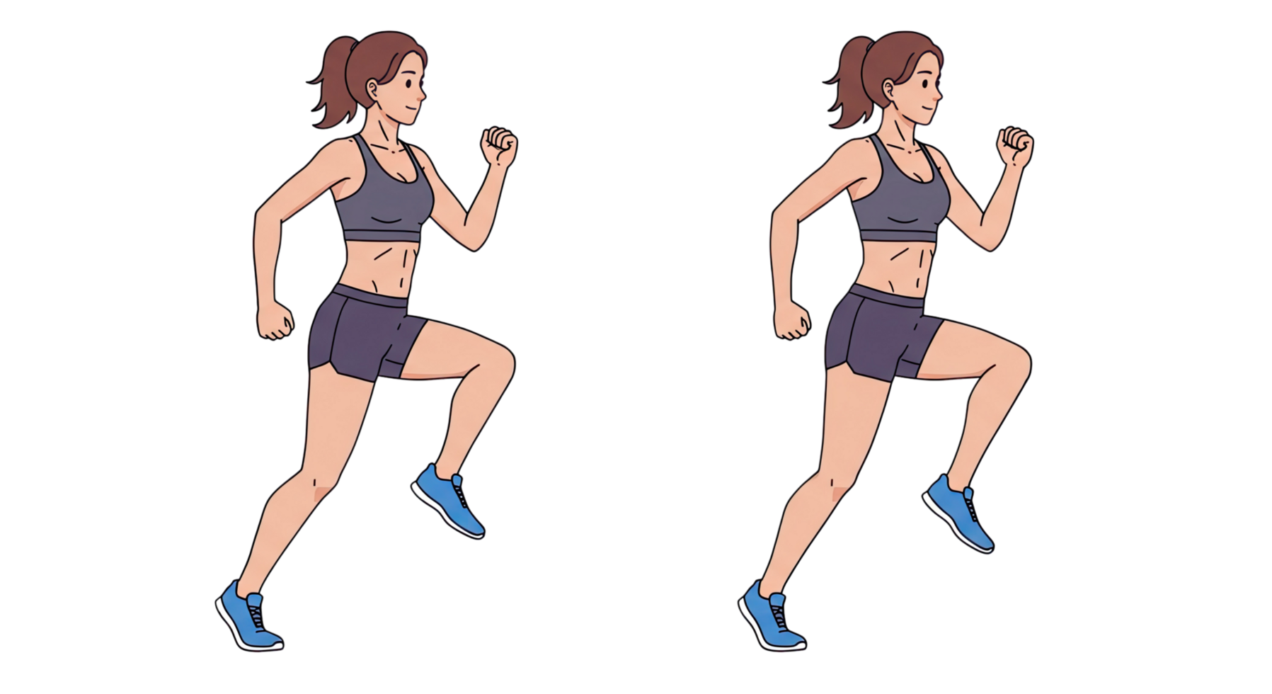 Two women are running in different positions png