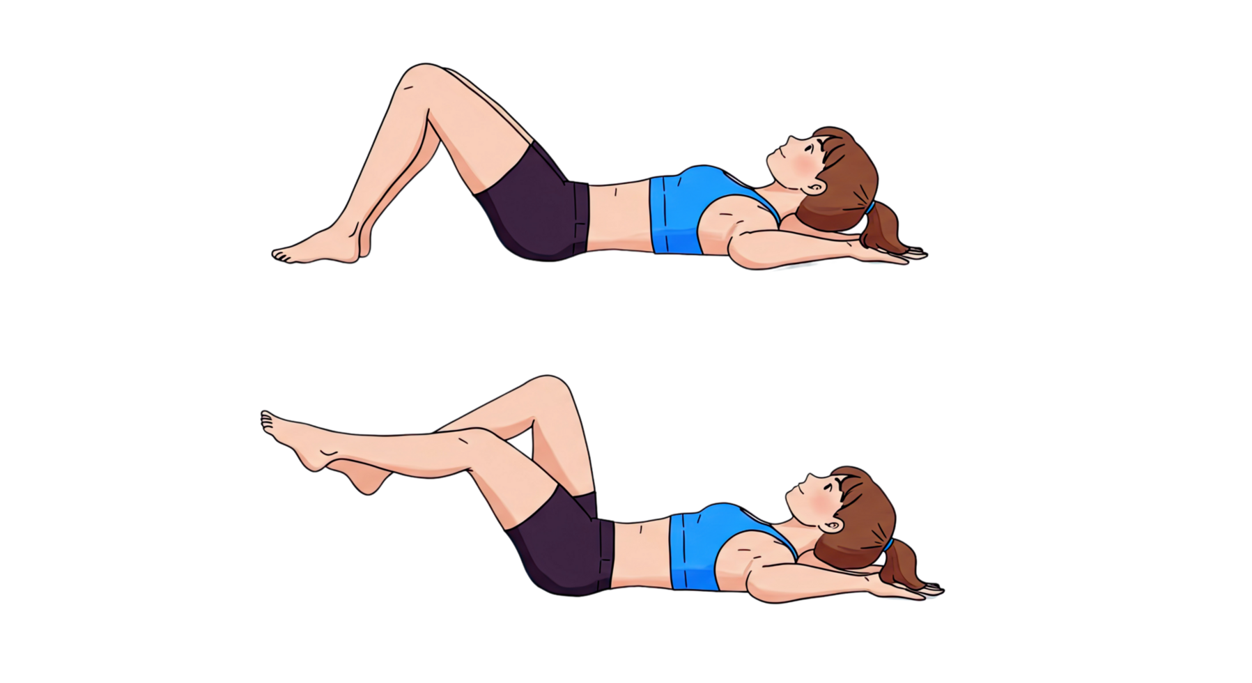 Two women doing the same exercise on a black background png