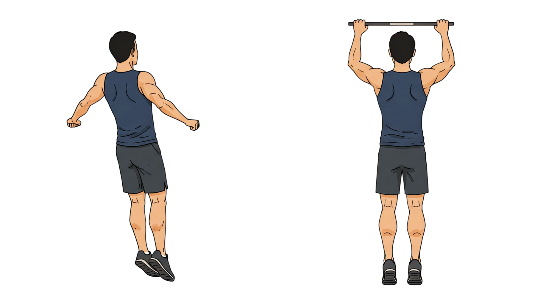 Two men doing pull ups on a bar png