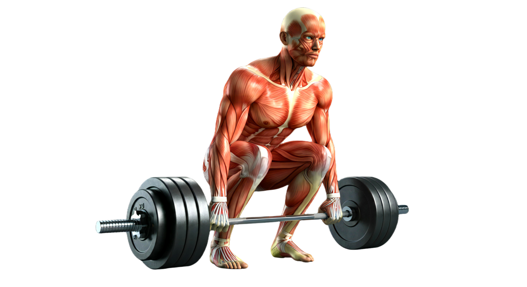 A man is squatting with a barbell png
