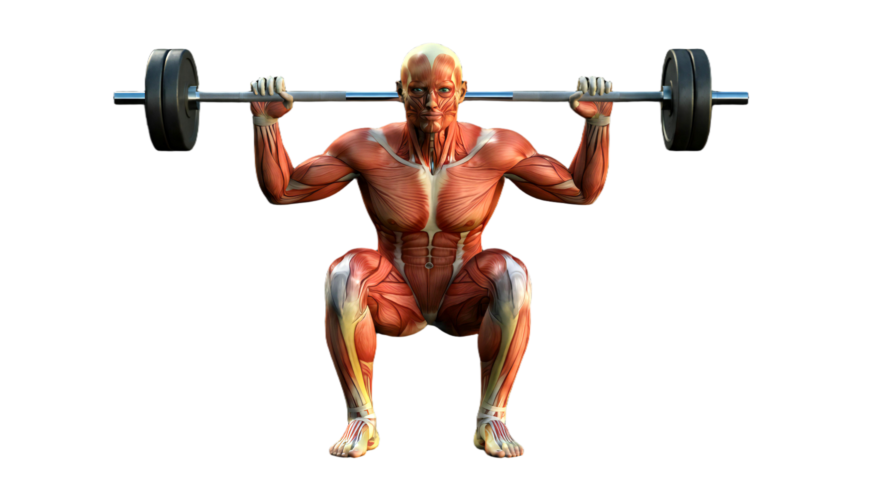 A man is doing squats with a barbell png