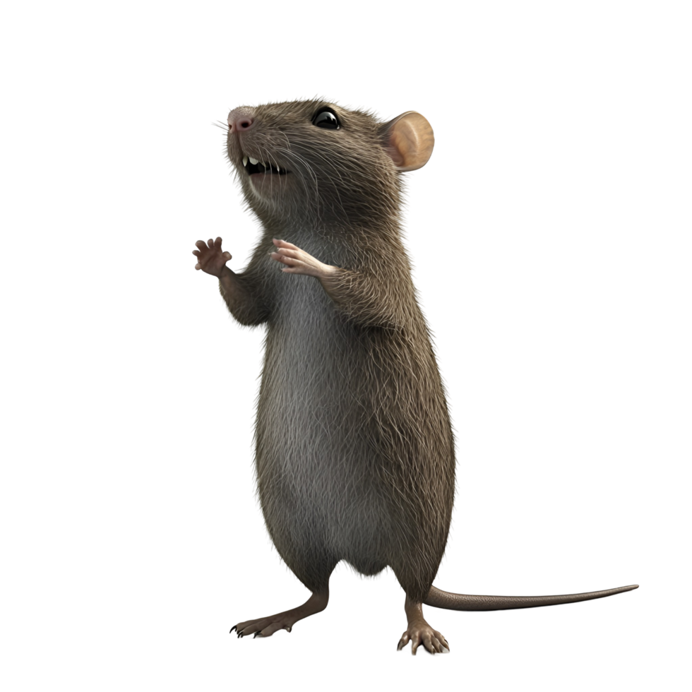 Cute Rat Standing Upright Tail Raised Transparent Background png