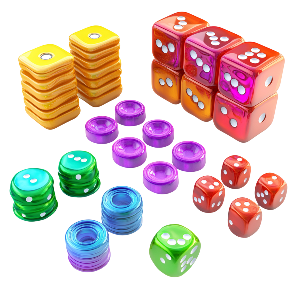 Board Game Pieces Collection Transparent Background png