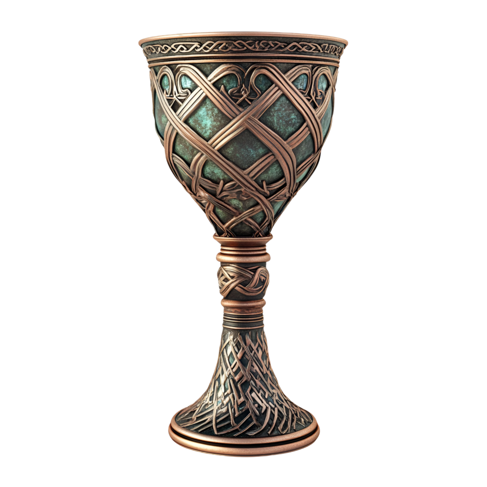 Ornate Golden Cup With Celtic Patterns Transparent Background png