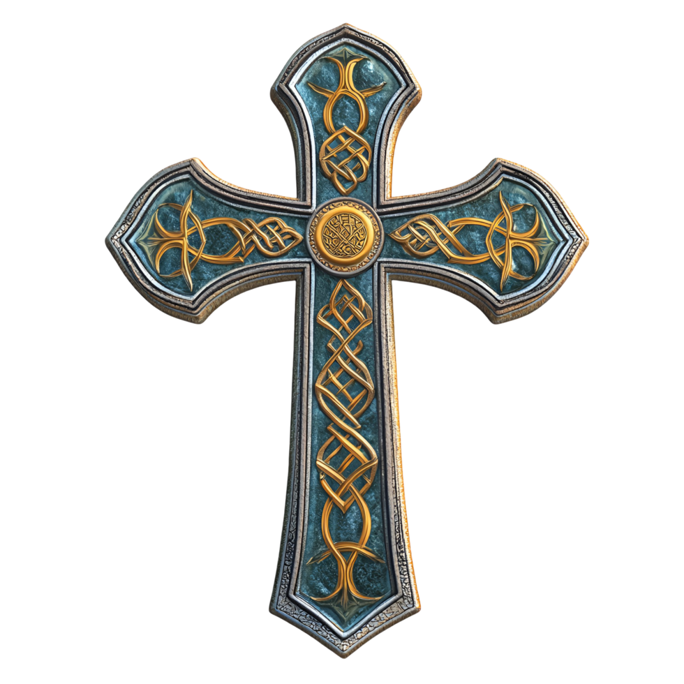 Historic Celtic Cross With Interwoven Knots Transparent Background png