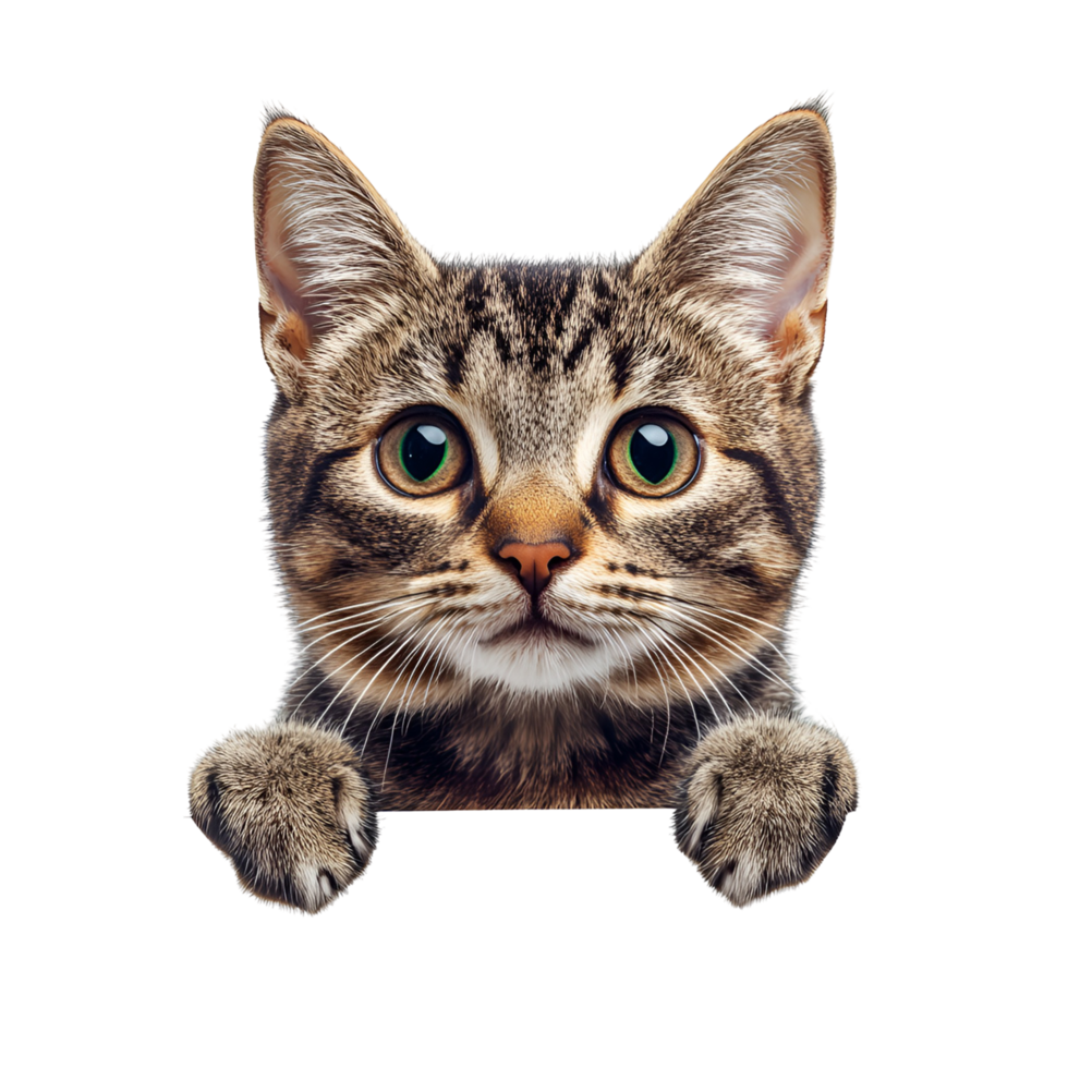 Small Playful Cat Looking Over A Ledge Transparent Background png