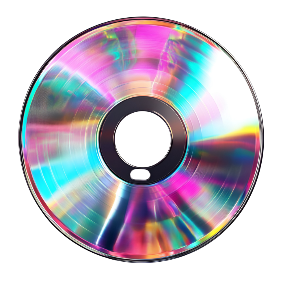 a cd with a rainbow colored disc on a transparent background png