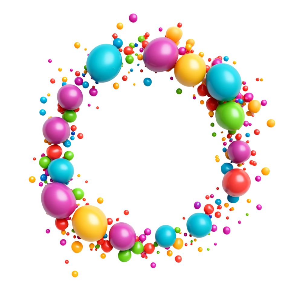 Multicolor Bubble Border Design on Transparent Background png