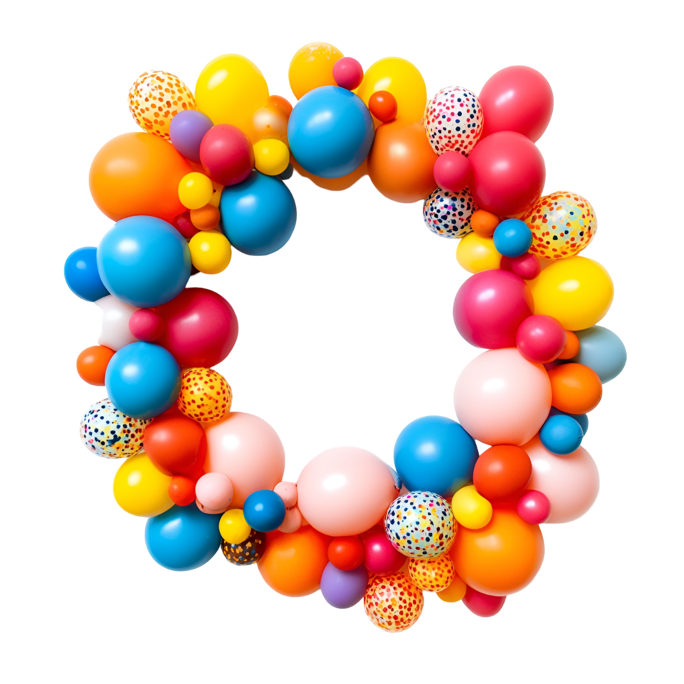 3D Colorful Bubble Frame on Transparent Background png