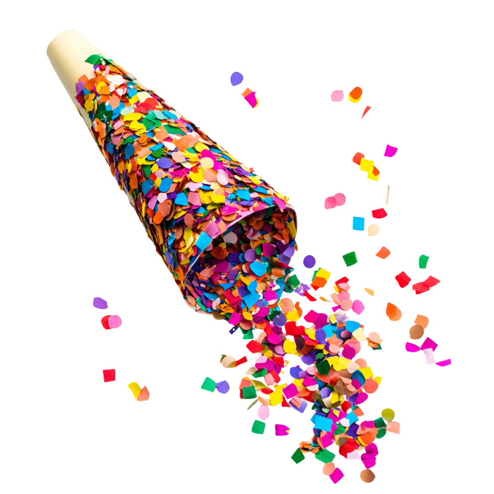3D Decorative Celebration Candle With Confetti On Transparent Background png
