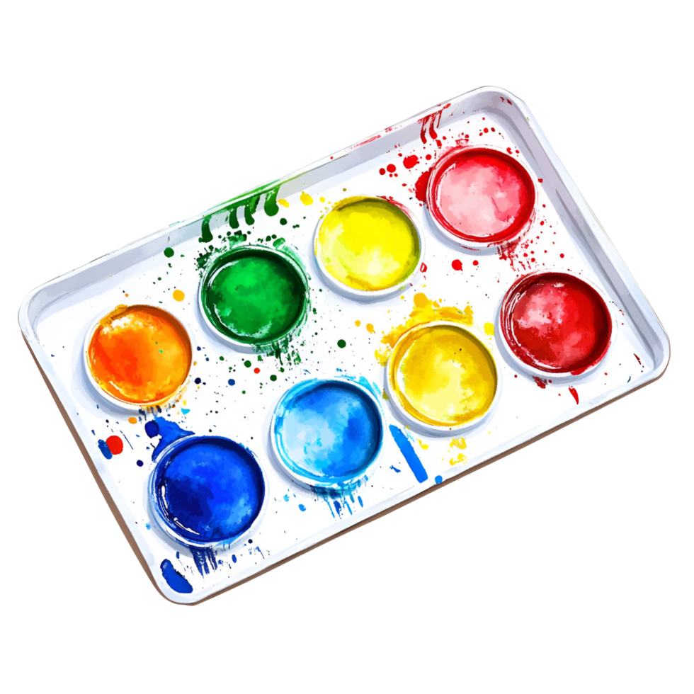 3D Artistic Paint Set In A Rectangular Box On Transparent Background png