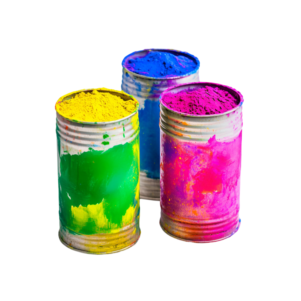 Painted Pots With Bright Colors Transparent Background png