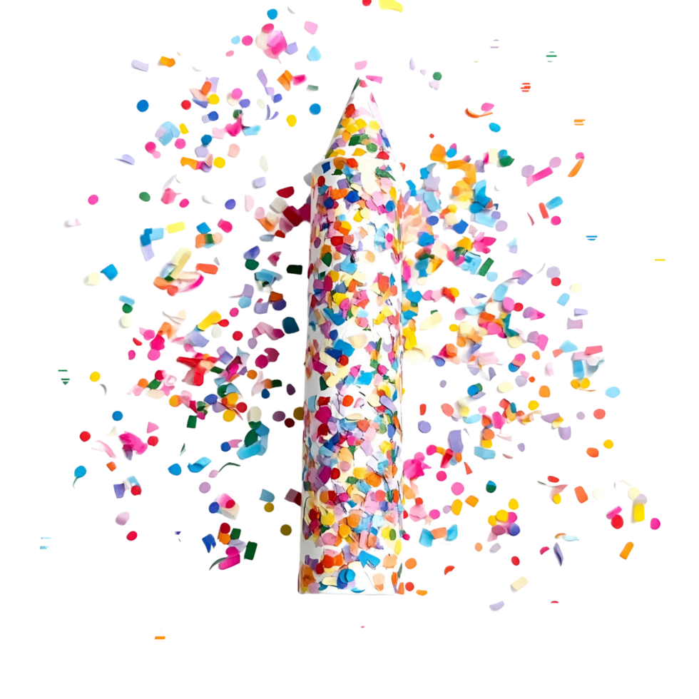 birthday candle with confetti on transparent background png