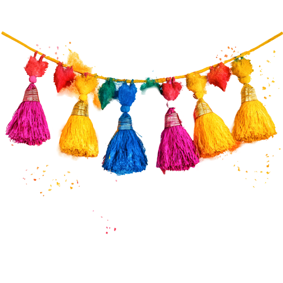 Colorful Tassels Hanging On A String On Transparent Background png