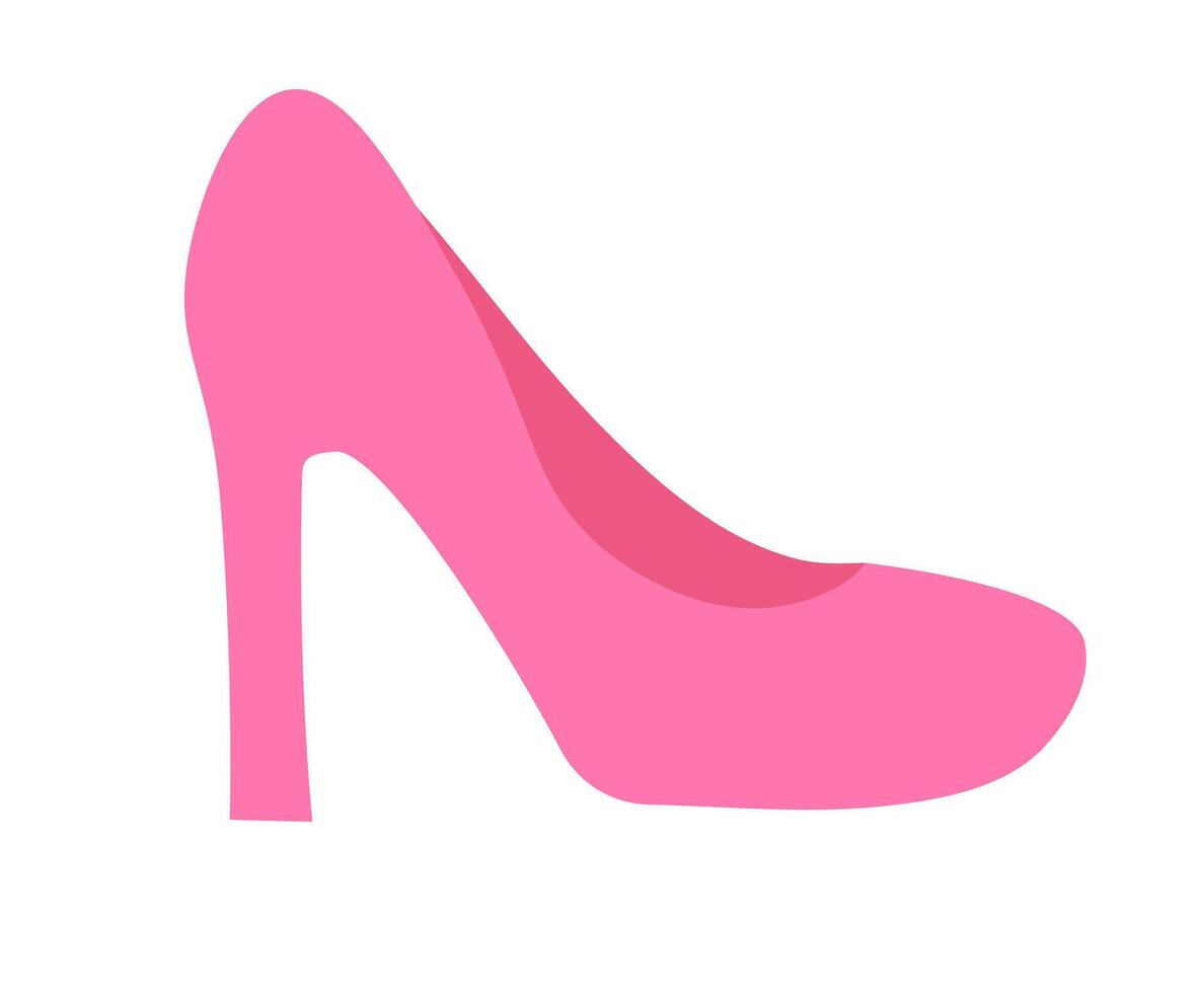 Pink heel shoe. flat illustration. vector