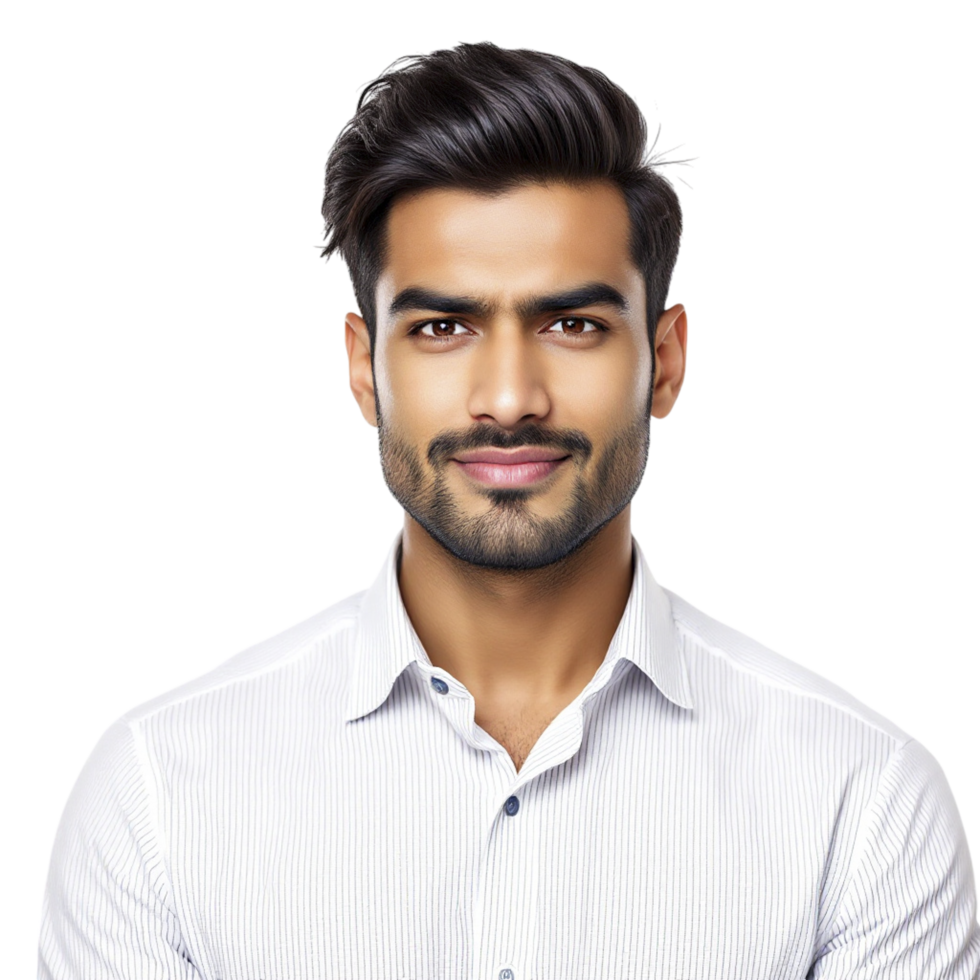 A man in a white shirt with a beard png