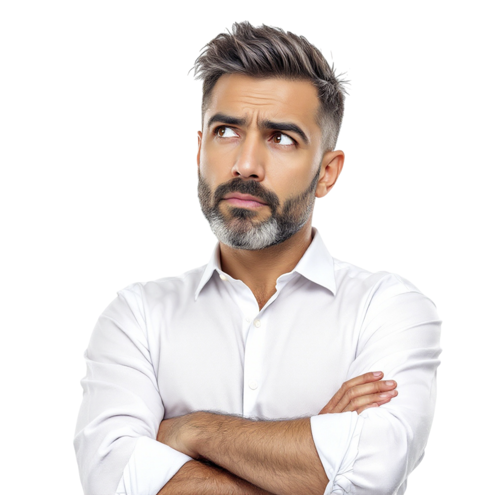 A man with a beard and a white shirt png