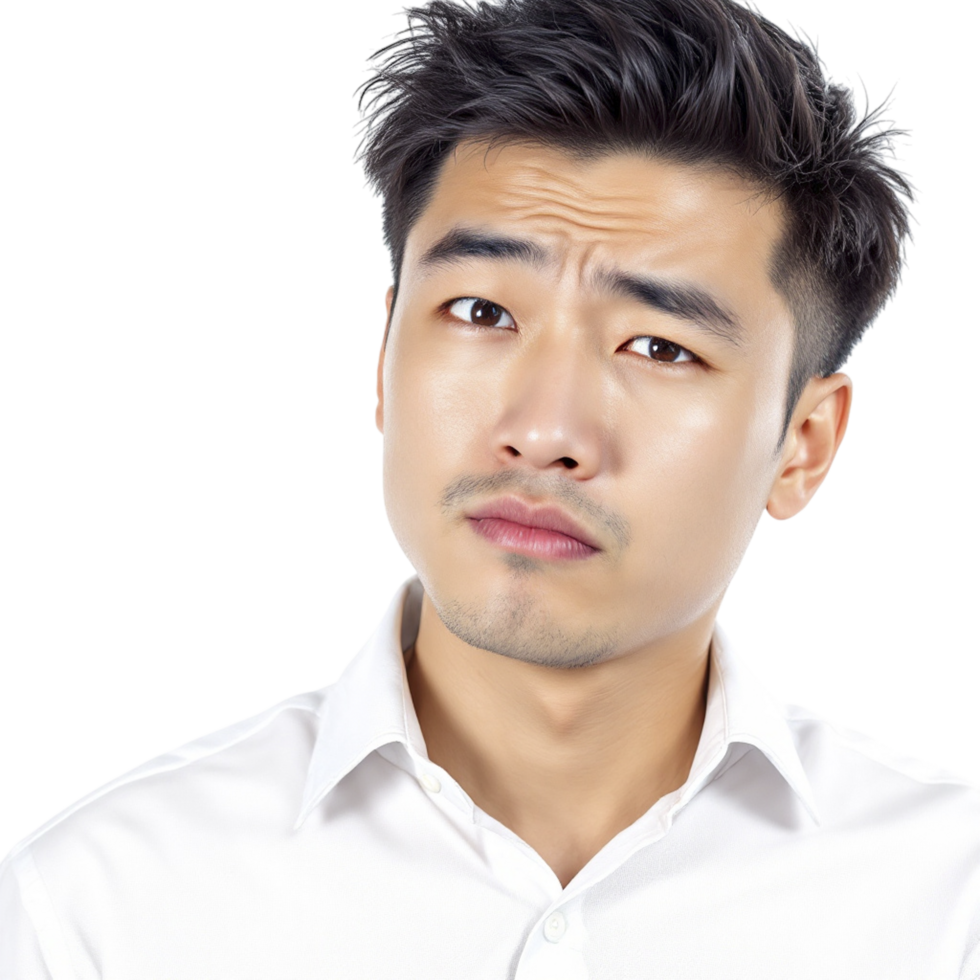 A man in a white shirt looking up png