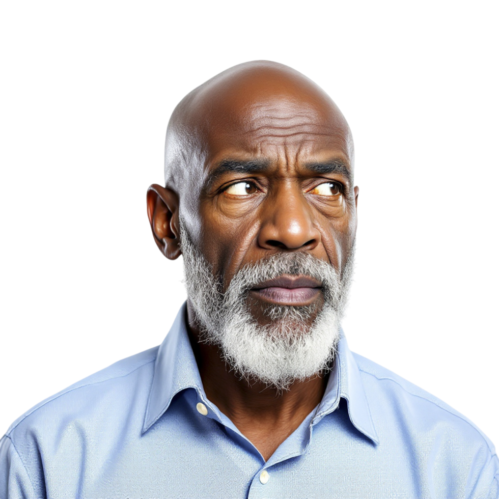 An older man with a beard and a blue shirt png