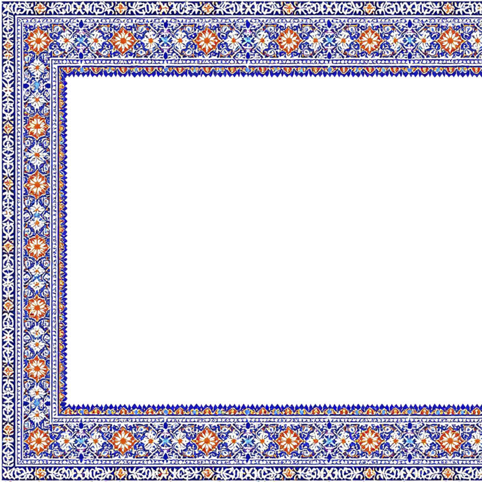 An ornate frame with a blue and orange border png