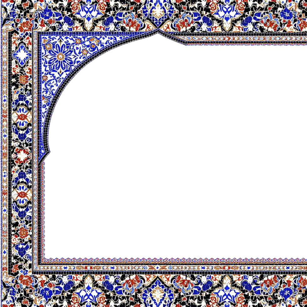 An ornate frame with blue and red flowers png