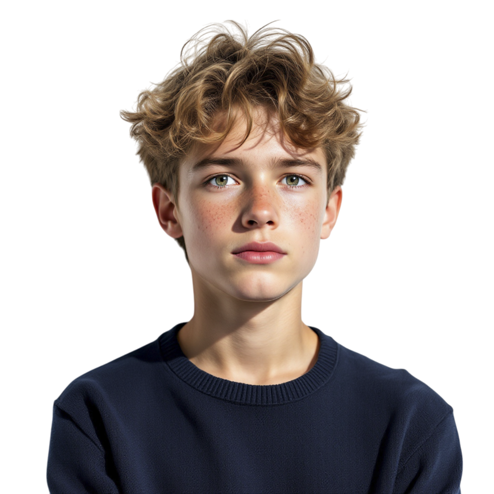 Portrait of a boy with curly hair png
