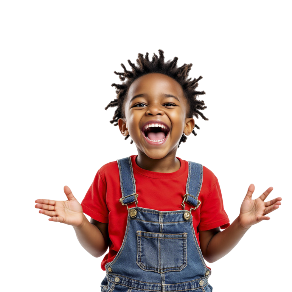 A young boy with dreadlocks is laughing png