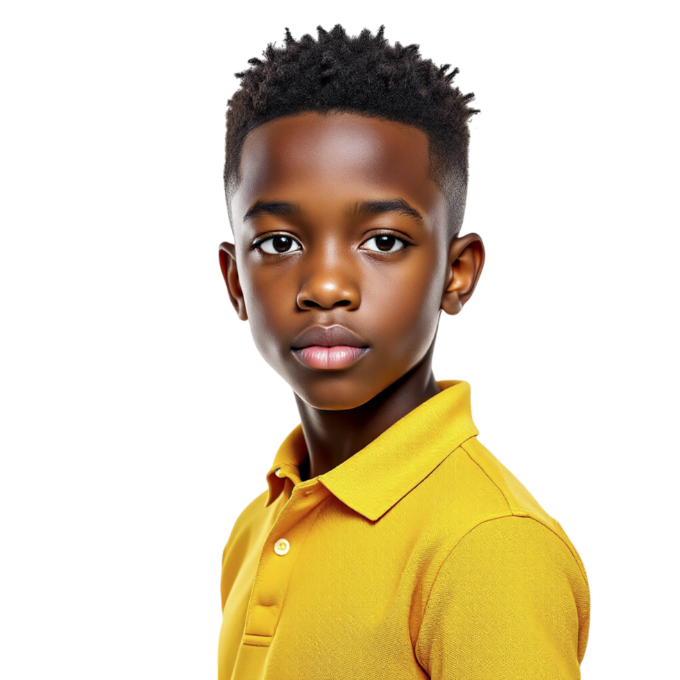 A young boy in a yellow polo shirt png