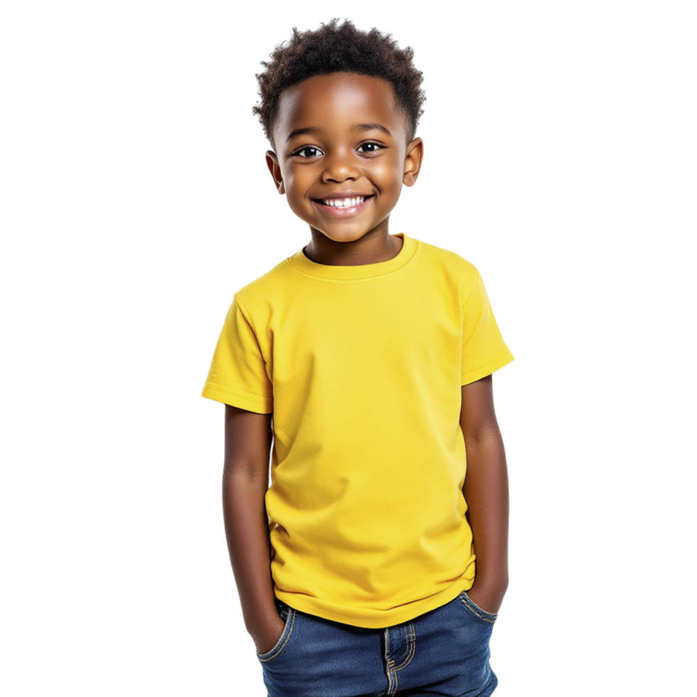A young boy in a yellow t - shirt png