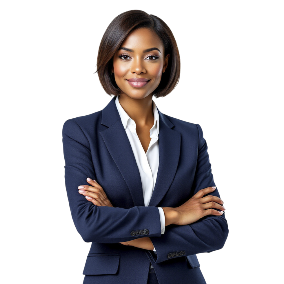 An attractive african american business woman in a suit png